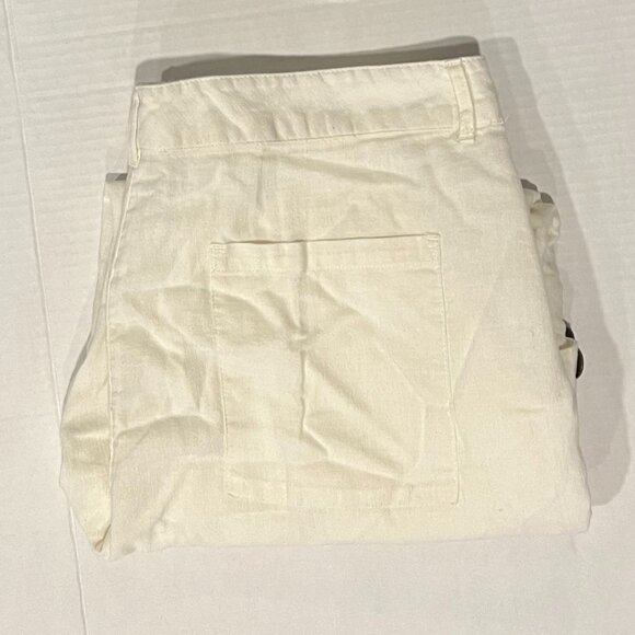 Sundance Women's‎ 10 White Cotton/Linen Cut-Out Straight Leg Pants - Picture 1 of 6
